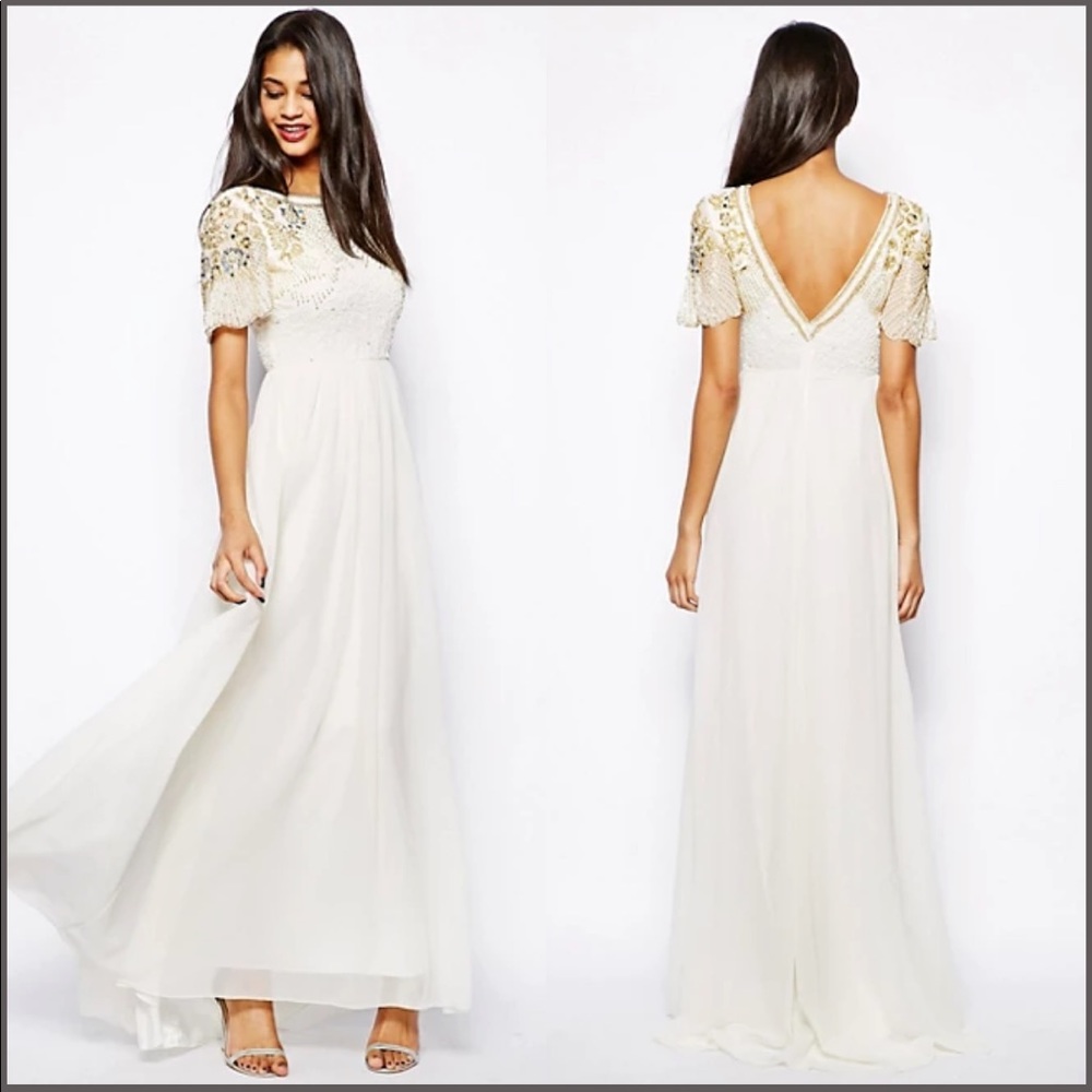 Virgos Lounge Raina Embellished Maxi Dress, White